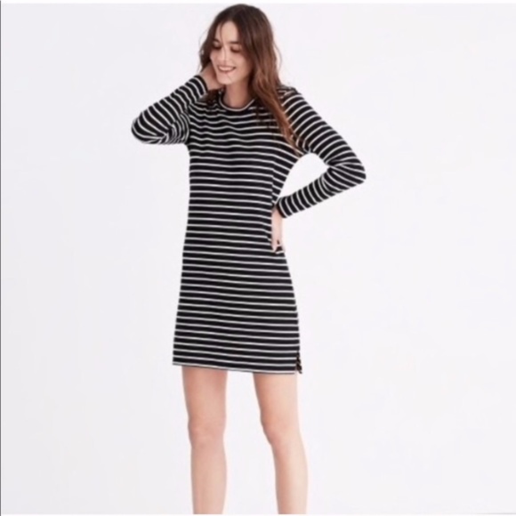 black and white striped dress long sleeve